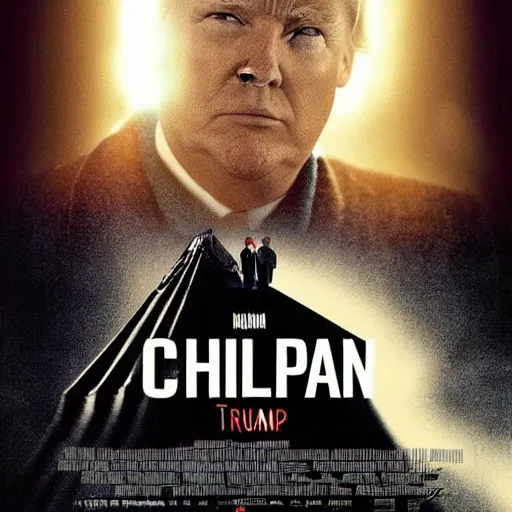 Image similar to movie poster by Christopher Nolan with donald trump starring, detailed, photographic, atmospheric, cinematic