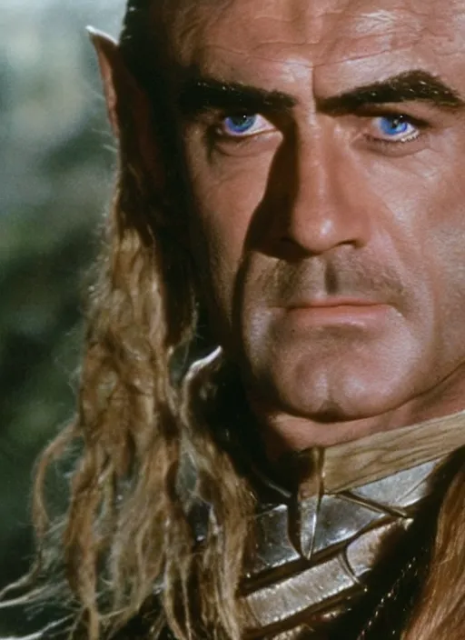 Image similar to film still of Sean Connery as Legolas in The Lord of the Rings, 4k