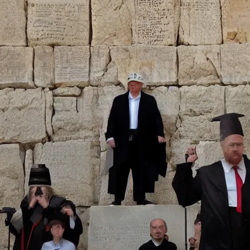 Image similar to Donald Trump as orthodox Jew at the wailing wall