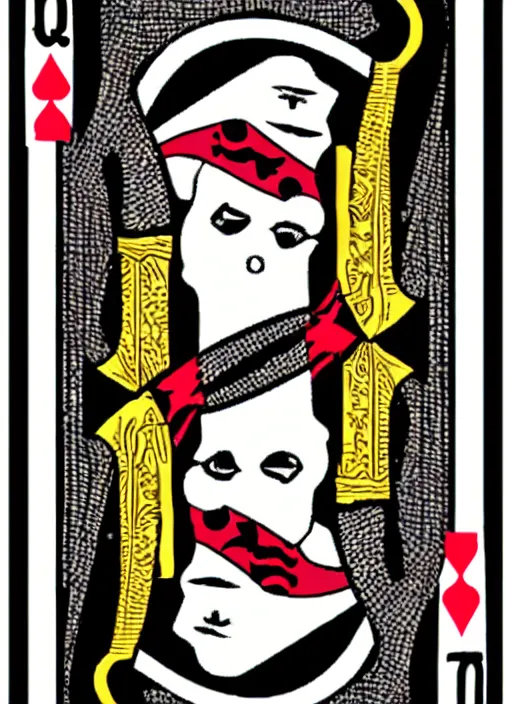 Prompt: queen of spades playing card iron man