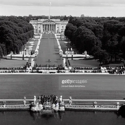 Prompt: Buckingham Palace as an American White House, Patriotic Fourth of July