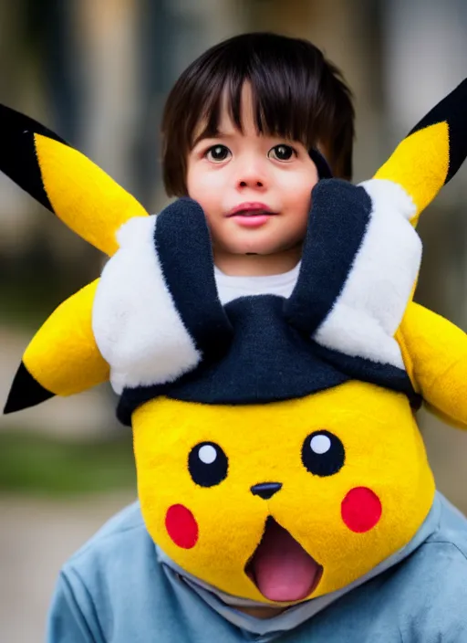 Image similar to portrait photo still of real life pokemon character pikachu, 8 k, 8 5 mm f 1. 8