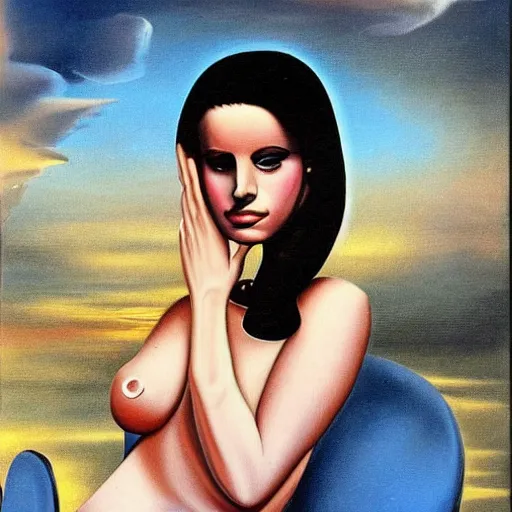 Prompt: lana del rey painted by salvador dali