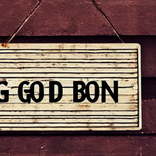 Prompt: a sign that say good born