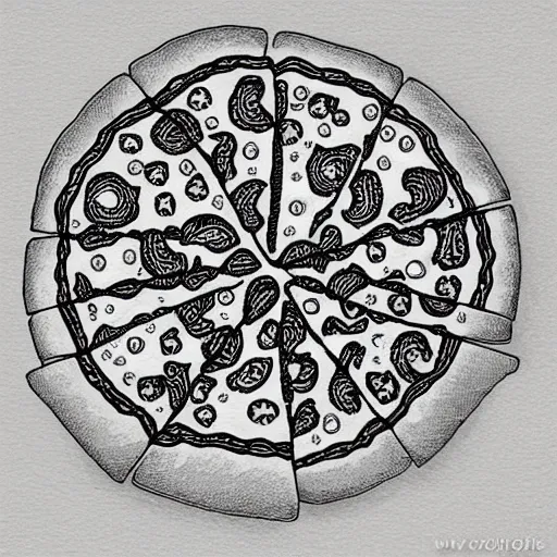 Image similar to pizza, zentagle illustration