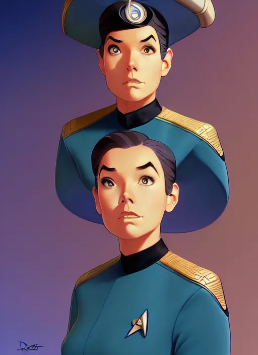 Prompt: cute star trek officer ferando torres, natural lighting, path traced, highly detailed, high quality, digital painting, by don bluth and ross tran and studio ghibli and alphonse mucha, artgerm