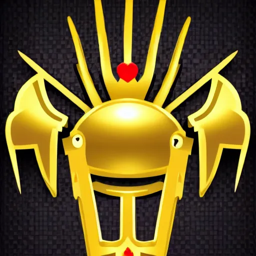 Image similar to gaming emoji concept gold armor crown style of emoji, vector art, white background, no watermark white background