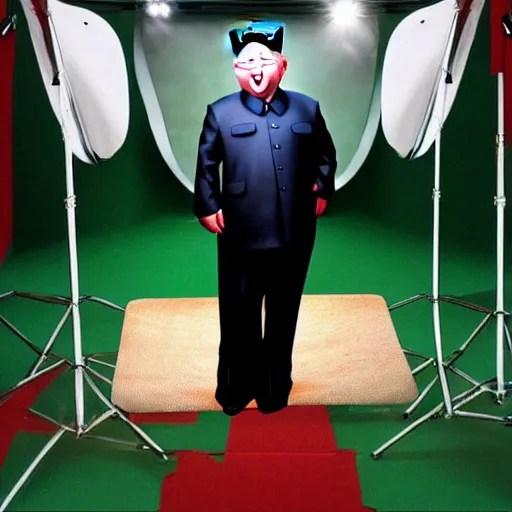 Prompt: kim jong un on a green screen, photography,