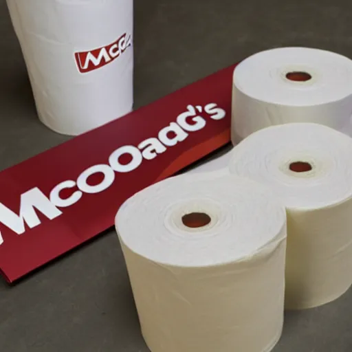 Prompt: mcdonald's marketing their new product made of toilet paper