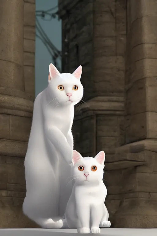 Prompt: a white cat with blue eyes wearing a red formal overcoat, hyperrealistic, concept art, octane render, unreal engine 5, realistic and defined face, profile picture, digital art, pixar and disney style, symmetrical, high quality, highly detailed, high coherence, path traced, house background, low contrast, beautiful, elegant clothes