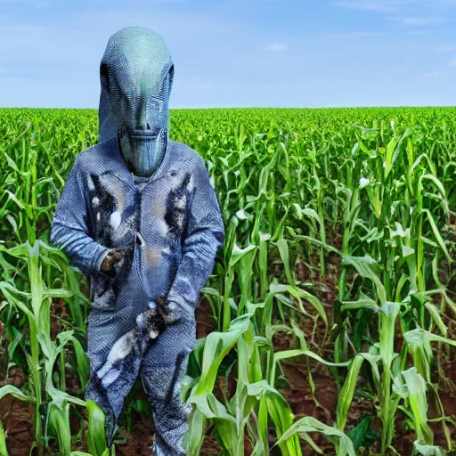 Image similar to alien hiding in a corn field