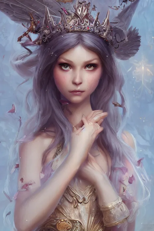 Image similar to fairy princess, highly detailed, d & d, fantasy, highly detailed, digital painting, trending on artstation, concept art, sharp focus, illustration, art by artgerm and greg rutkowski and fuji choko and viktoria gavrilenko and hoang lap