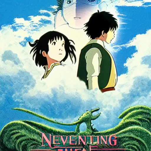 Image similar to Box art of Studio Ghibli's The NeverEnding Story adaption