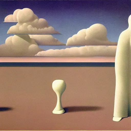 Prompt: liminal space, surrealist art by René Magritte