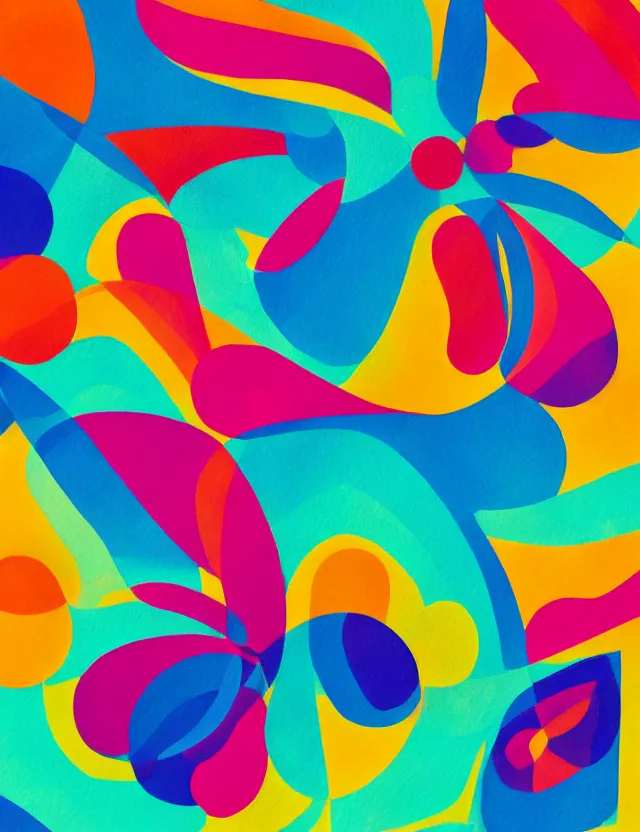 Prompt: a abstract bright color palette with bright colors and symmetry in the style of farid alam