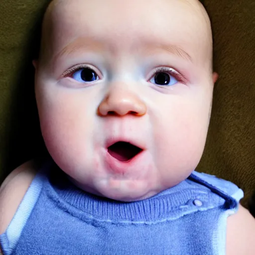 Prompt: portrait of realistic baby with funny face