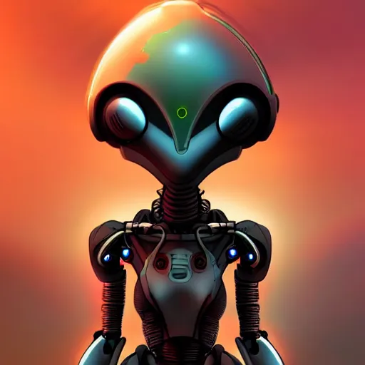 Prompt: an alien robot causing havoc in Earth:: sci-fi art:: digital art:: trending on Artstation