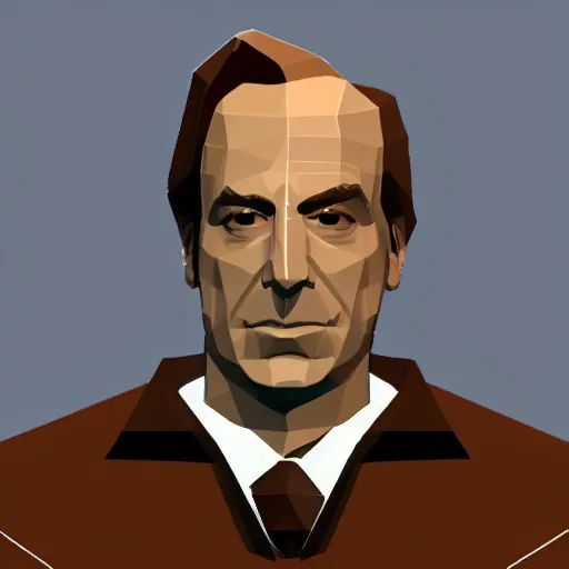 Prompt: low polygon saul goodman, 3 d, ps 1 graphics, gameplay footage, better call saul