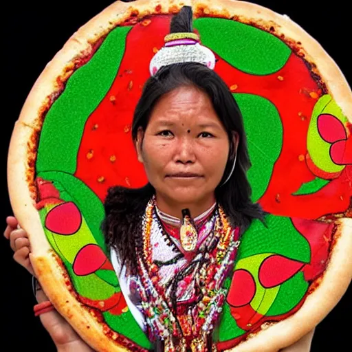 Prompt: naga woman with a magic pizza