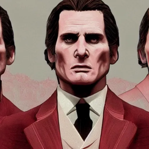 Image similar to Patrick Bateman in Red Dead Redemption 2