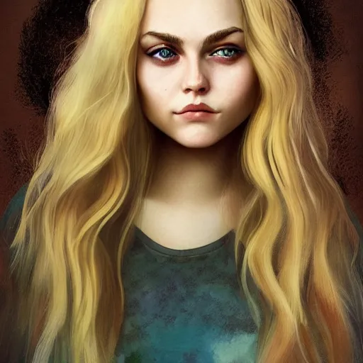 Prompt: annasophia robb young portrait, long blond hair, scar on cheek, anna dittmann