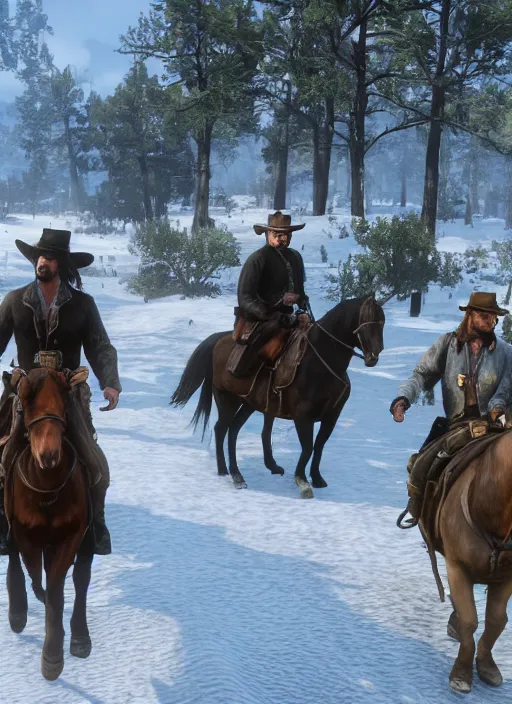 Prompt: a still from Red Dead Redemption 3 where every character is an animal