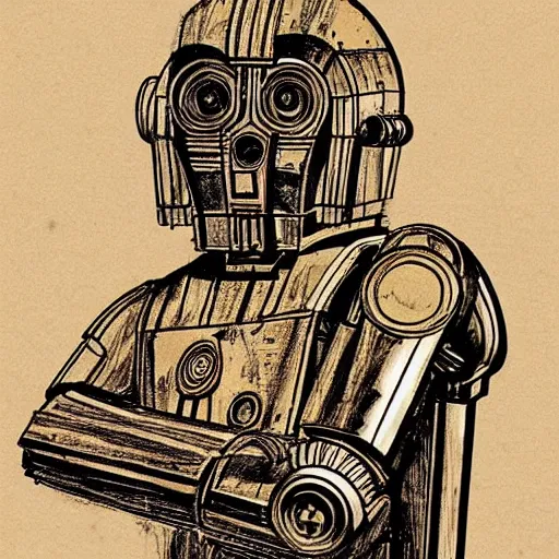 Image similar to sketch of c - 3 p 0 by leonardo da vinci