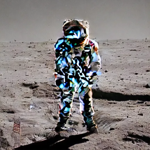 Image similar to a cowboy standing on the moon looks up at the earth above him, 5 0 mm, apollo program photos