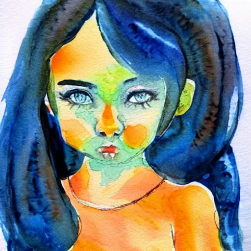 Image similar to pretty girl, water color,