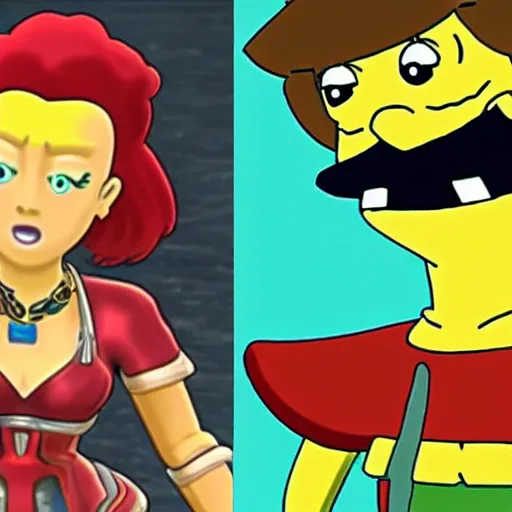 Image similar to pyra from xenoblade chronicles 2 in the simpsons