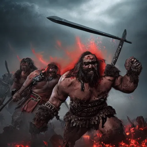 Image similar to a barbarian horde, cinematic, atmospheric,