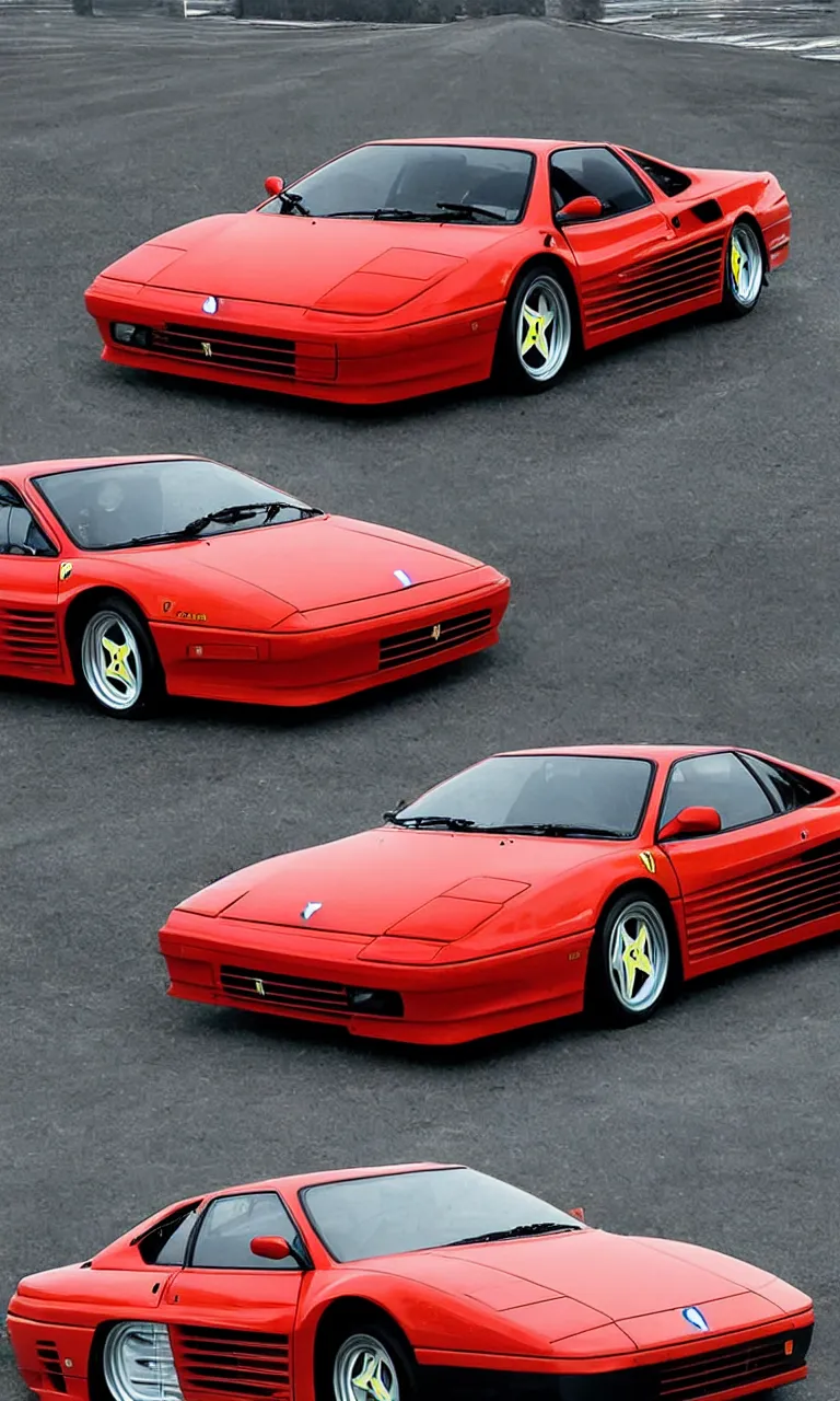 Image similar to a ferrari testarossa in the style of initial - d anime, takumi fujiwara