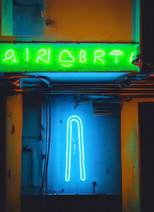 Image similar to a neon sign on the side of a building, cyberpunk art by elsa bleda, unsplash, postminimalism, glowing neon, neon, retrowave