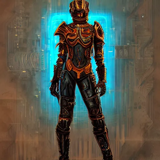 Prompt: bast cyberpunk armor painting