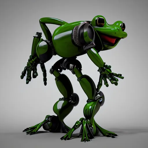 Image similar to a mecha frog, octane render, 3D