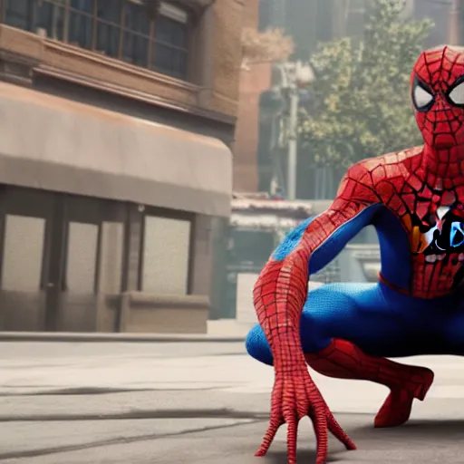 Image similar to A photo of an live-action animated SpiderMan movie starring emma watson. Emma watson face reveal. rendered in Unreal Engine, 8K concept art, detailed, cohesive, mixed media, volumetric lighting, ambient occlusion, 8K 3D, shot on Kodak Ektar