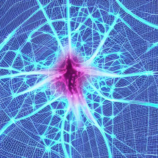 Prompt: fractal visualization of the neuronal structure and synapses of the brain, 4d interdimensional travel