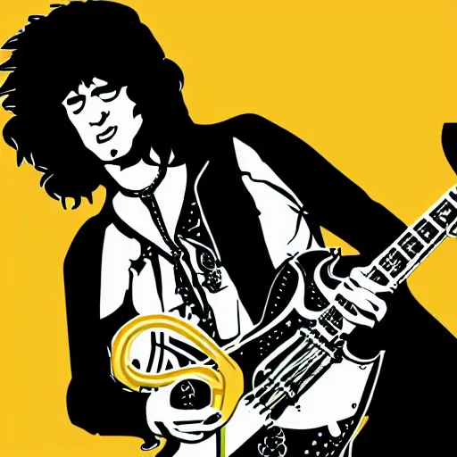 Image similar to jimmy page from led zepelin playing - guitar - solo, sticker - art, svg vector, adobe - illustrator