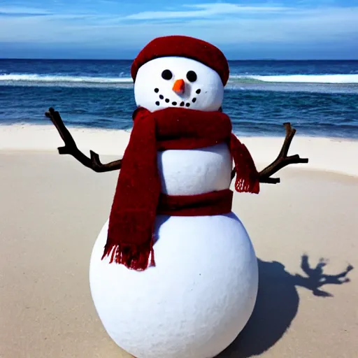 Image similar to snowman on a beach