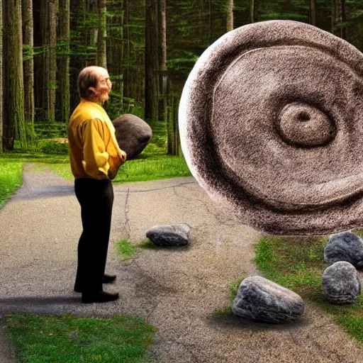 Image similar to time traveler moves a rock