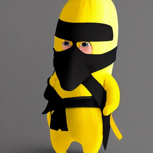 Image similar to a banana dressed as a ninja