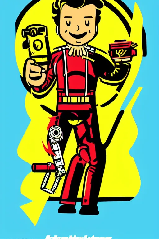 Image similar to fallout 7 6 retro futurist illustration art by butcher billy, sticker, colorful, illustration, highly detailed, simple, smooth and clean vector curves, no jagged lines, vector art, smooth andy warhol style