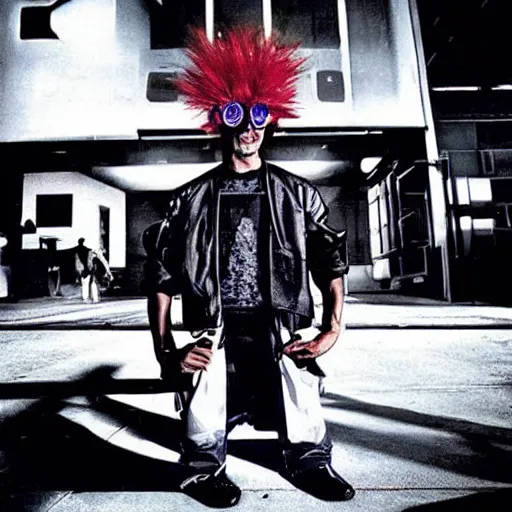 Image similar to eerie cybernetic cyberpunk cyber Jamiroquai, award winning photo, dancing