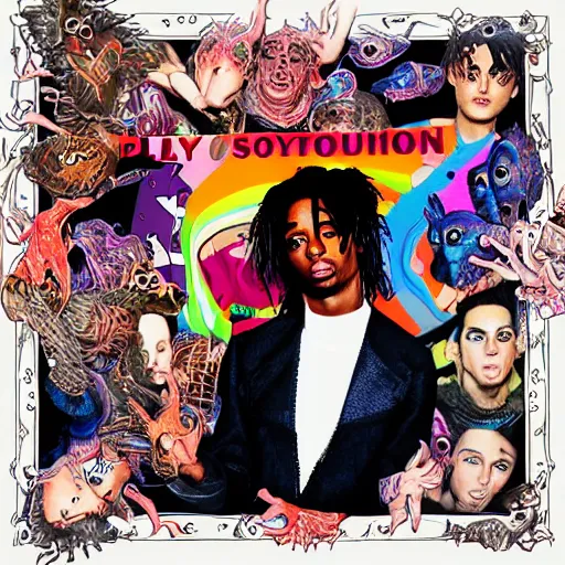 Image similar to playboi carti new album cover : creatures from the 4 dimension