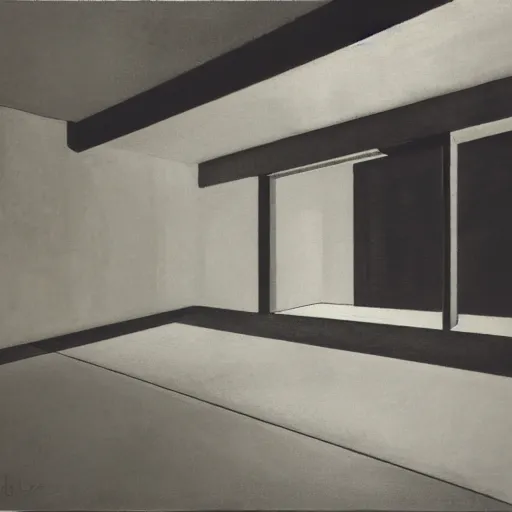 Image similar to interior of a modern brutalist house, night,