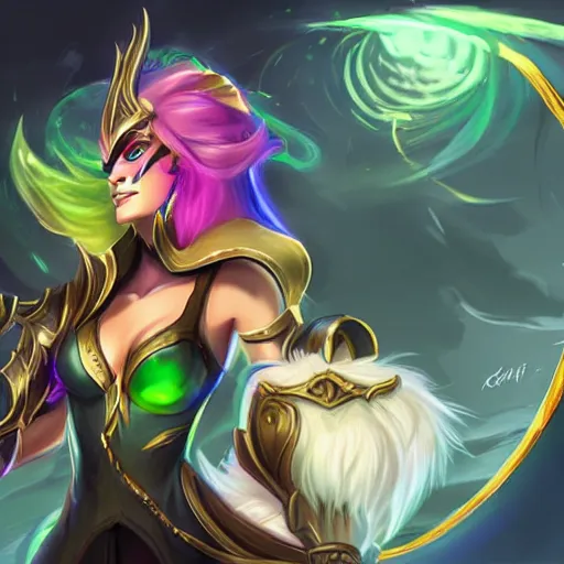 Image similar to Cara Delavigne in League of Legends. Digital Art