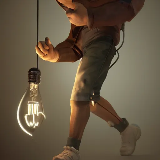 Image similar to a person fixing lightbulbs, realistic, 8k, artstation, octane render, detailed