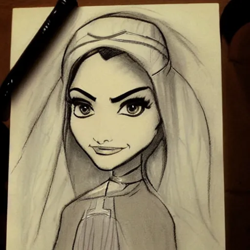 Image similar to milt kahl sketch of victoria justice as princess padme in star wars episode 3