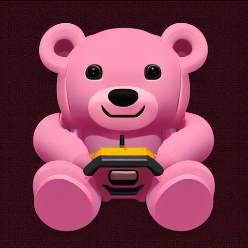 Image similar to iconic vector logo of cute cuddly pink bear with a podcast microphone, melodic, headphones, music, streaming, dreamy, isometric, adorable, octane render, golden ratio, 4k UHD, iconic design