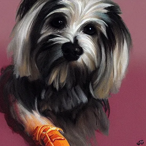 Image similar to a maltese terrier, concept art by yulia zhuchkova, lord raven art print,